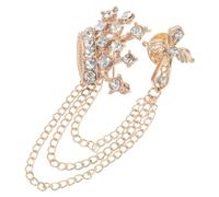 SUPVOX Fashionable Cross Crown Brooch Pin with Crystal Rhinestones, Long Chain Adjustable Length, Stable Hanging Design, for Suits and Social Activities
