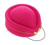 SUPVOX Faux Wool Women S Flight Attendant Hat Deep Rose Red Soft Comfortable Uniform Cap for Stewardess Cosplay Costume Accessories Elegant Felt Beret Design