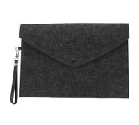 SUPVOX Felt Document Bag with Button Closure and Lanyard, A4 File Folder Pouch for Office, Business, and Travel, Dark Grey Felt File Organizer for Documents and Meetings