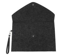 SUPVOX Felt Document Bag with Snap Button Closure, A4 File Storage Folder with Lanyard, Business Office Paper Organizer for Meeting and Travel, Dark Grey