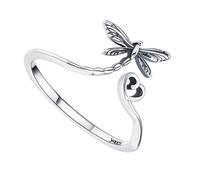 SUPVOX Finger Open Ring Creative Ring S925 Silver Adjustable Size Not Easy to Deform Girls Wedding 0.43X0.35X0.06In Dragonfly