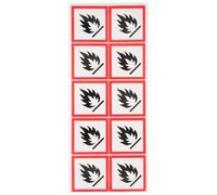 SUPVOX Flammable Liquid Hazard Warning Sticker 10pcs PVC Self-Adhesive Labels 5x5cm Fire Safety Warning Signs for Industrial and Laboratory Use