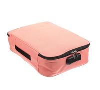 SUPVOX Foldable Multi-Layer Certificate Storage Case with Lock, Waterproof Fabric Document Organizer Bag, Fireproof Large Capacity Passport Holder for Travel and Household Use, Pink