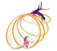 SUPVOX Foldable S-shaped Cat Tunnel with Plush Mouse, Pink Mesh Fabric, 25cm Diameter, Interactive Indoor Kitten Tunnel for Hide and S nd Play