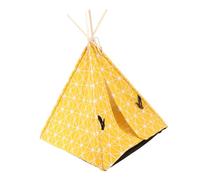 SUPVOX Folding Pet Tent House Portable Triangle Cat Bed with Removable Washable Cover Soft Pet Shelter for Cats and Small Dogs Cozy Indoor Play and Rest Space Yellow Plaid