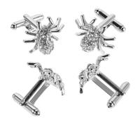 SUPVOX French Design Rhinestone Spider Cufflinks for Shirt Sleeve Pins and Jackets, Silver Alloy Material with Sparkly Decoration and Stable Fit, for Business and Evening Settings, 2