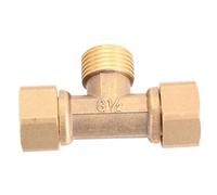 SUPVOX Full Copper Thicken Tee Joint Water Fittings Solid Brass Heater Pipe Connector with Male and Female Threads for Plumbing and Bathroom Use Golden Tee Diverter