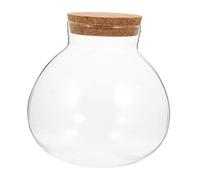 SUPVOX Glass Ecological Bottle Terrarium Cork Lid for Succulents and Moss Micro Landscape 13cm Round Sealed Glass Jar Decorative Hydroponic Container for Home Gardening and Diy Plant Display
