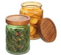 SUPVOX Glass Storage Jars with Airtight Lid 2 pcs Kitchen Canisters for Tea Coffee Sugar Biscuits Jam Beans and Spices Wide Mouth Storage Jar for Pantry Caf Restaurant 5.31 X 3.74 X 3.74in
