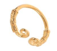 SUPVOX Gold Plated Embossed Cuff Bangle Bracelet with Open Wrap Ring Design Vintage Metal Carved Adjustable Jewelry for Women Feng Shui Luck and Success