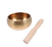 SUPVOX Golden Copper Singing Bowl with Mallet and Gasket Set for Meditation and Relaxation, Portable and Lightweight Instrument for Sleep and Yoga Rooms