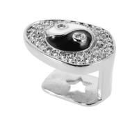 SUPVOX Grills Taiji Single Tooth Grill, Teeth Jewellery, Copper with Diamonds, Silver, Crystal Embellished, for Parties and Hip Hop Fashion Men
