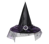 SUPVOX Halloween Spider Web Hat for Women Lightweight Polyester Witch Hat with Pointed Tip and Wide Brim, Maintains Shape for Party and Halloween Costume Accessories