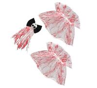 SUPVOX Halloween Zombie Bride Costume Set with Vintage Gothic Bloody Rose Hair Clip and Lace Wrist - Spooky Prom Accessories for Women Ghost Bride Cosplay and Party Supplies