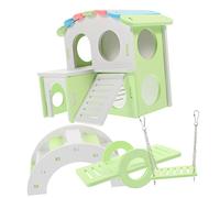 SUPVOX Hamster House with Ladder and Platform Bite Resistant Hideout for Small Pets Includes Green Swing Seesaw Large Arch Bridge and Colorful Villa for Hamster Playground and Foraging