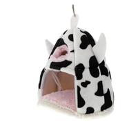 SUPVOX Hamster Warm Bed and Small Pet Cozy Nest, Multi-layer Cotton Material, Double-layer Cow Pattern, Winter Insulated House for Guinea Pigs and Rabbits