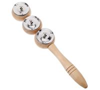 SUPVOX Hand Jingle Bells Bell Wooden Shaker Percussion Instrument for Safe Smooth Musical for Home School and Music Therapy Activities for Christmas Decoration and Family Bonding