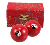 SUPVOX Hand Therapy Balls for Joint Flexibility and Massage Portable Red Enamel Exercise Balls for Elderly and Adults Brocade Box for Hand Strength and Relaxation