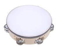 SUPVOX Handheld Tambourine: Double Row Jingles Bell Drum - Wooden Percussion Instrument - Beginner Tambourine for Music Classes Choirs and Worship Practice