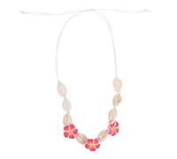 SUPVOX Handmade Bohemian Plumeria Shell Necklace Set with Colorful Beads Lightweight Soft Clay Jewelry for Women Beach Vacation Party Layered Seashell Charm Strand