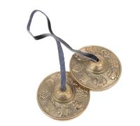 SUPVOX Handmade Brass Cymbal Bell Set Storage Bag for Yoga Meditation and Religious Ceremonies, Eight Treasures Pattern Cymbals Bell for Mindfulness Practice