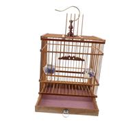 SUPVOX Handmade Carbonized Purple Bamboo Bird Cage with Removable Tray and Hanging Hook Rectangular Durable Aviary for Budgies Finches Canaries and Lovebirds Indoor Balcony Use