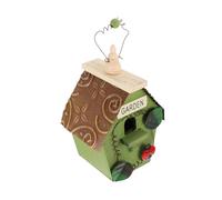 SUPVOX Handmade Wooden Bird House with Green Roof Outdoor Garden Ornament for Small Birds Weather-resistant Shelter Providing Safe Nesting and Protection From Wind and Rain Easy to Hang