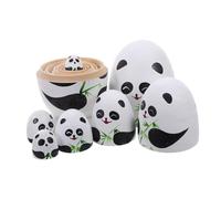 SUPVOX Handmade Wooden Panda Nesting Dolls Set Authentic Russian Stacking Dolls for Cultural Educational Lightweight Travel-friendly Family Ornament and Party Decoration
