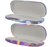 SUPVOX Hard Shell Eyeglasses Case 2Pcs Oil Painting Pattern for Women with Retro Creative Design for Daily Use