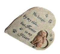 SUPVOX Heart Shaped Angel Cat Memorial Stone Resin Pet Grave Marker for Outdoor Garden Smooth Polished Wear Resistant Statue with Engravable Surface to Honor Beloved Cats and Create Warm