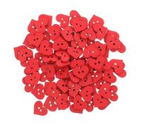 SUPVOX Heart Shaped Wooden Buttons for Crafts DIY Heart Buttons Bulk 100 Pieces Decorative for Clothing Accessories and Handmade Projects