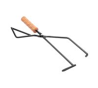 SUPVOX Heavy-Duty Fire Log Grabber with Beech Wood Handle Outdoor Camping Charcoal Tong for BBQ and Fireplace Precision-Closed Log Tongs for Safe Firewood Gripping and Comfortable