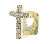 SUPVOX Hip Hop Cross Copper Single Tooth Cap with Micro Inlaid Zirconia Gold Metal Teeth Grill Accessory for Men and Women for Cosplay and Party Wear