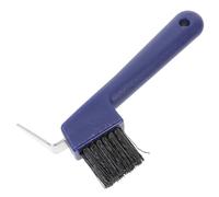 SUPVOX Horse Grooming Tool with Comfortable Handle Dual Function Hoof Pick and Brush for Mud and Dirt Removal Space Saving Hook Design for Hoof Cleaning and Rock Clearing Random Color