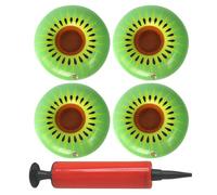 SUPVOX Inflatable Pvc Water Beverage Ice Bucket Cup Holder Set with Hand Pump, Green Floating Drink Tray for Pool Parties and Outdoor Use, 5pcs Kit