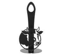 SUPVOX Iron Cow Pattern Vertical Paper Towel Holder 57.6×15.7cm, Hollow-out Iron Napkin Rack for Kitchen and Dining Table, Single Roll Tissue Stand for Home Organization