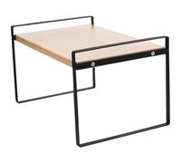 SUPVOX Iron Desktop Storage Rack with Bamboo Shelf, Single-layer Small Bookshelf Organizer for Office and Bedroom, Sturdy Iron Frame Desk Book Holder, 30cm Natural Wood Color