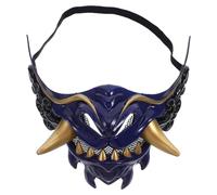 SUPVOX Japanese Demon Samurai Mask Half Face Cosplay Mask Blue Traditional Halloween Party Role-Playing Accessory for Adults