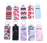 SUPVOX Keychain Lip Balm Holder Neoprene 10pcs for Travel Backpack with Clip and Ring