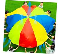 SUPVOX Kindergarten Rainbow Parachute with Handles Durable Cooperative Game Prop for Outdoor Activities Team Building Concentration Training Carrying Bag Included