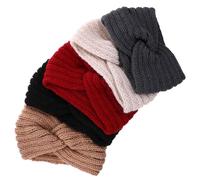 SUPVOX Knit Headband Ear Warmer Set 5Pcs Wool Wraps for Women Winter Outdoor Activities Black Maroon Beige Camel Dark Grey