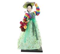 SUPVOX Korean Style Handmade Doll Figurine Silk Doll Decor for Home Desktop Ornament Traditional Clan-style Person Craft for Living and Bedroom Decoration