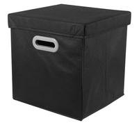SUPVOX Large Black Fabric Storage Cube with Lid, Foldable Thickened Wardrobe Organizer Box for Clothes, Quilts, and Pants Storage