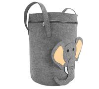 SUPVOX Large Felt Storage Basket with Lid and Handles, Elephant Design Laundry Hamper for ’ Clothes and Organizer, Dustproof Foldable Felt Bin for Nursery and Playroom