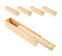 SUPVOX Large Pencil Case Drawing Pen Container and Pencil Box 5pcs Made of Wood for Boys with Slide Out Design and Built-in Ruler Resistant to Damage for School and DIY Projects