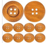 SUPVOX Large Round Edge Coat Buttons 50Mm 10Pcs Solid Wood 4-Hole Craft Buttons for Cardigans and DIY Sewing Projects