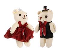 SUPVOX Large Two-Tone Plush Bear Decoration with Rhinestones for Wedding Car Bouquet, Burgundy Bear Adornments for Valentine’S Day Floral Arrangement and Engagement Decor