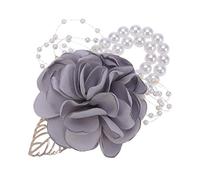 SUPVOX Light Grey Artificial Rose Wrist Corsage - Elegant Lifelike Pearl Hand for Bridesmaid, Wedding and Prom Decor, Perfect Wrist Accessory