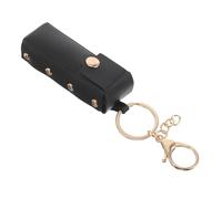 SUPVOX Lipstick Holder Keychain Lipstick Pouch, Pu and Metal, Black, Portable Lip Gloss Holder Keyring Sleeve for Purse and Travel
