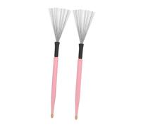 SUPVOX Maple Drum Brushes Pair Pink Double-head Wire Drum Brush Set Carbon Steel Bristles Professional Jazz Drumsticks Accessory for Percussion Instruments